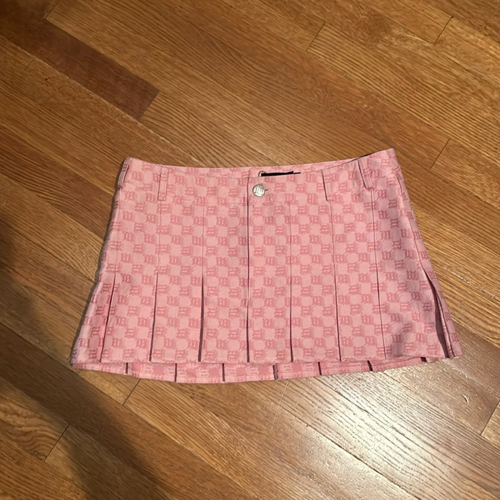 MISBHV Bubblegum Jacquard Canvas Monogram School Skirt